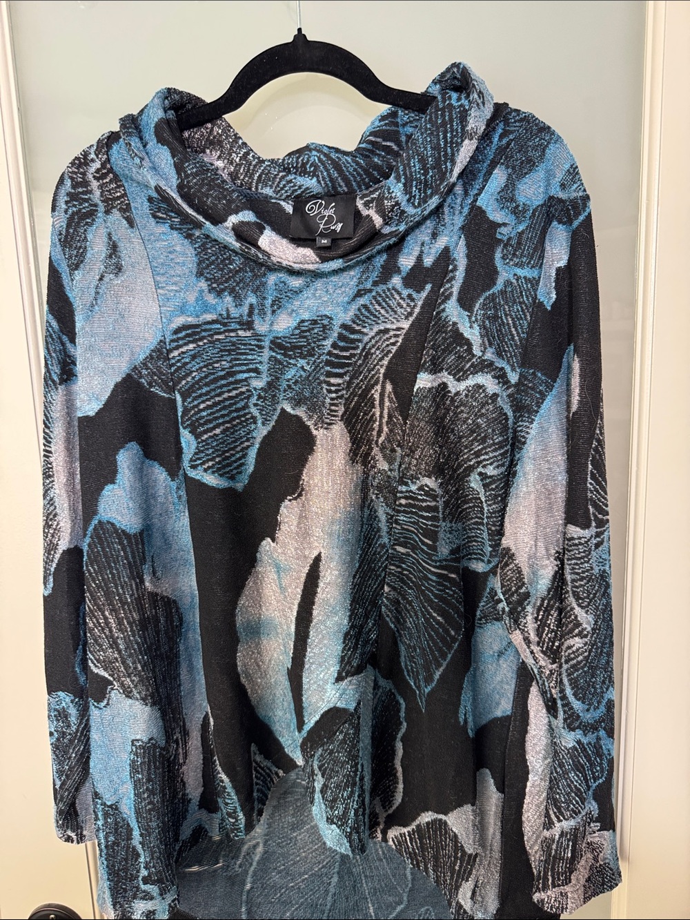 Blue-Black Cowl Neck Sweater
